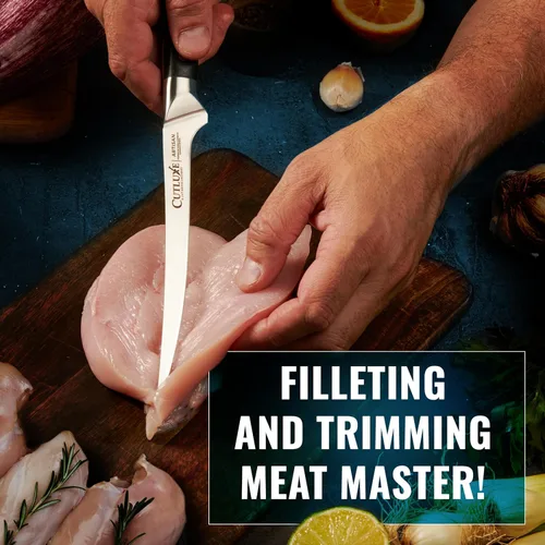 Miniatura 5 de Cutluxe - Cuchillo de filetear para pescado y carne – Cuchillo deshuesador de 7" afilado como una navaja – Acero alemán de alto carbono flexible