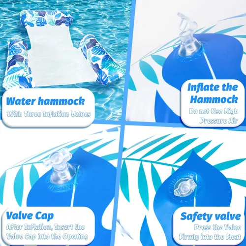 Miniatura 4 de 2 paquetes de flotadores inflables para piscina para adultos, sillas flotantes 4 en 1, accesorios inflables para piscina, fideos, juguetes