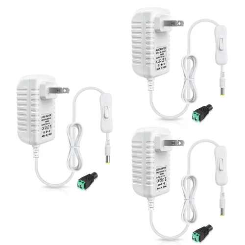 Miniatura 24 de Fuente de alimentación de 12 V, fuente de alimentación de 12 voltios 3A 36 W CC con interruptor de encendido y apagado, adaptador de corriente LED