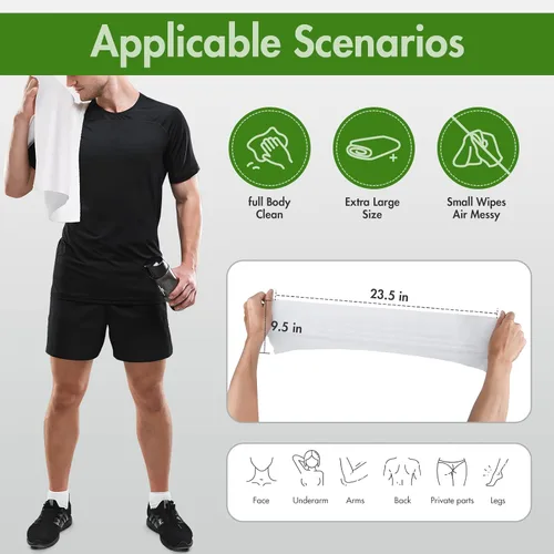 Miniatura 7 de YAKAMOZ Toallitas corporales grandes para baño de adultos, toallitas corporales envueltas individualmente para mujeres, hombres y ancianos, paños