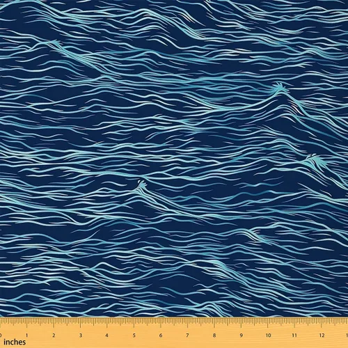 Miniatura 25 de jejeloiu Tela de Tapicería de Concha de Erizo de Mar por Yarda, Tela de Retapizado con Temática Marina Oceánica para Sillas, Tela Decorativa