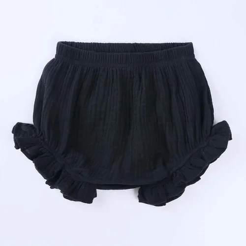 Miniatura 3 de Pantalones cortos de algodón y lino con volantes para bebés y niñas pequeñas