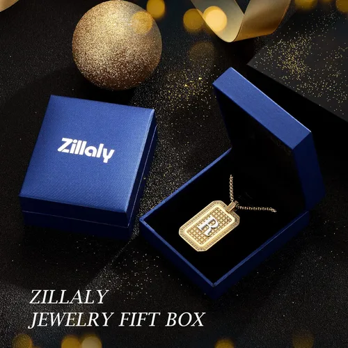 Miniatura 6 de Zillaly Collar con dije de inicial, letra mayúscula, oro de 18 quilates, joyería de diamantes A-Z para hombres y mujeres, regalo de Navidad, Acero