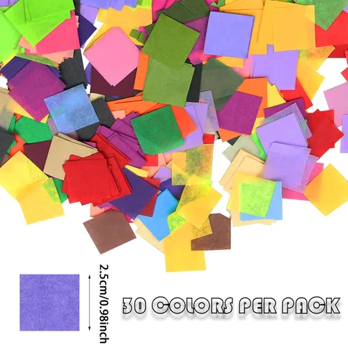 Miniatura 2 de Jyongmer 9000 hojas de papel de seda de colores de 1 pulgada - 30 papeles de seda surtidos para proyectos de arte Scrunch