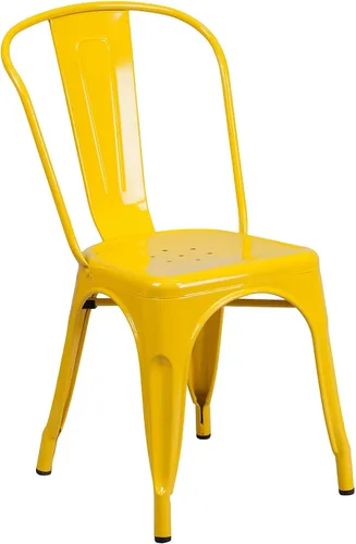Miniatura 4 de Flash Furniture Juego de mesa cuadrada de metal blanco de grado comercial de 23.75 pulgadas para interiores y exteriores con 2 sillas apilables