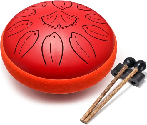 Miniatura 13 de Lronbird Tambor de lengua de acero, instrumento de percusión de 11 notas de 6 pulgadas para educación musical, meditación, relajación, calmante
