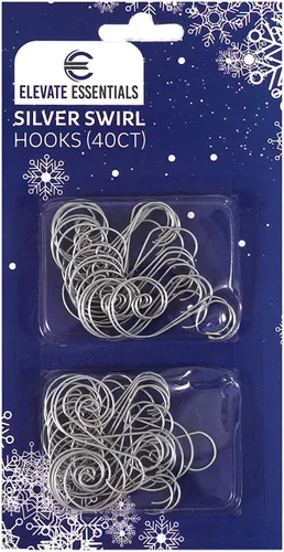 Ganchos de remolino – Perchas decorativas plateadas para adornos, ganchos colgantes de alambre de metal, 40 unidades