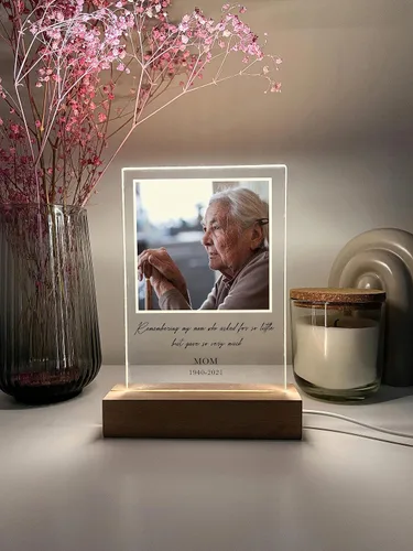 Miniatura 9 de Lámpara de pie personalizada con foto LED, soporte de madera, marco de imagen, luz nocturna, lámpara de mesa, en memoria amorosa de un ser querido