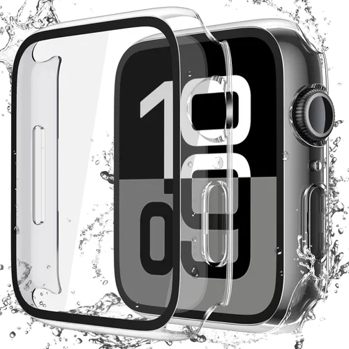 Miniatura 35 de Misxi Paquete de 2 fundas impermeables con botón diseñadas para Apple Watch Series 3 Series 2 de 38mm, funda rígida de policarbonato anticaídas