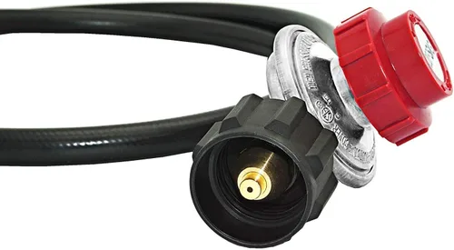 Miniatura 3 de DOZYANT Regulador de propano de alta presión ajustable de 4 pies 0-30 PSI y manguera con manómetro, se adapta a quemador de parrilla, freidora