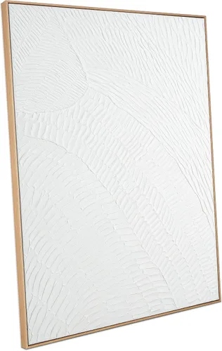 Miniatura 13 de Pintura de Arte de Pared Abstracta Neutra Enmarcada - Decoración de Pared de Lienzo Abstracto Grande con Ilustraciones de Curvas 3D Pintado a Mano