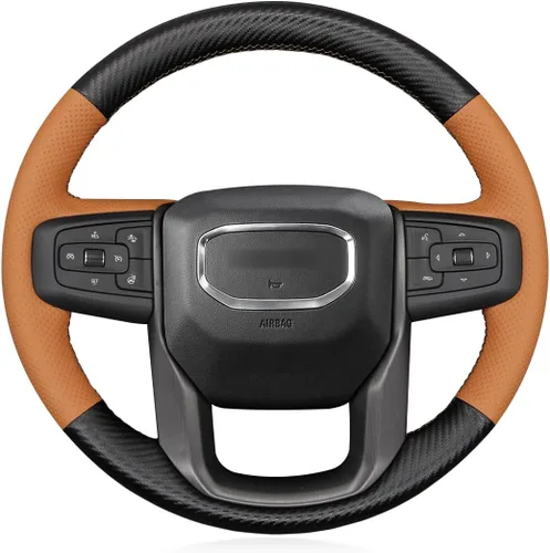 Miniatura 17 de MEWANT Funda para Volante para GMC Sierra 1500 / Sierra 1500 Limited/Sierra 2500 / Sierra 3500/ Yukon (XL) Envoltura de Volante Cosida a Mano