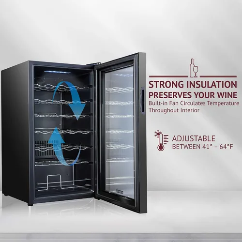 Miniatura 3 de Schmecke - Refrigerador de vino con compresor de 34 botellas con cerradura Gran bodega independiente Refrigerador de vino digital 41f-64f