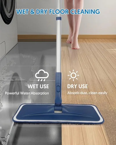 Miniatura 2 de Trapeadores de Microfibra para Limpieza de Pisos - BPAWA Trapeador Plano para Piso Uso Húmedo y Seco para Pisos de Madera Dura Laminado Madera