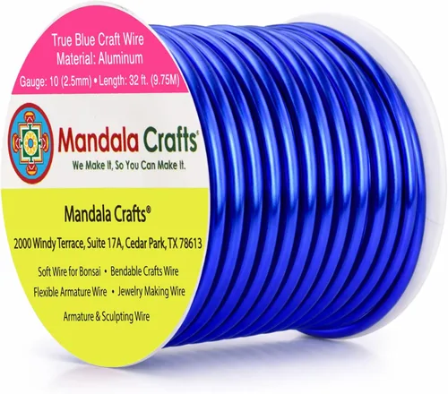 Miniatura 65 de Mandala Crafts - Alambre de aluminio anodizado de 8 calibre para hacer joyas - 9.75 m de alambre flexible negro colorido - Flexible para bonsái