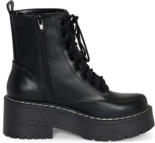 Miniatura 3 de Chariot & Co Pure- Botas de tobillo de moda con suela gruesa para mujer, con cordones y cremallera lateral