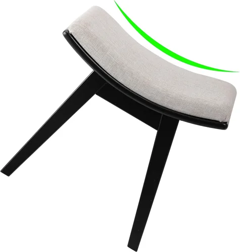 Miniatura 4 de URFORESTIC Taburete de tocador de madera de roble, moderno taburete de maquillaje con superficie de asiento cóncavo, capacidad de 300 libras, fácil