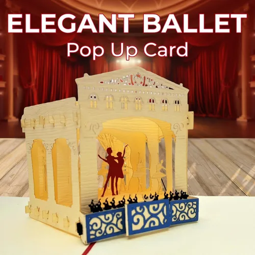 Miniatura 2 de iGifts And Cards Tarjeta de felicitación emergente 3D de Ballet Theater – Tarjeta de felicitación de escenario de actuación de baile, aniversario