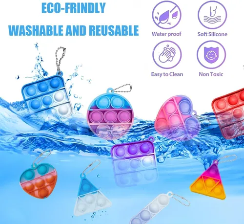 Miniatura 4 de Llavero de juguete para ansiedad con burbujas para apretar, paquete de 180 juguetes para la ansiedad, regalos de fiesta para niños de 3 a 5 y 4 a 8