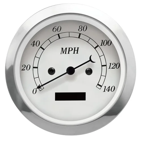 Miniatura 4 de MOTOR METER RACING Serie Clásica 85mm 3-3/8" Velocímetro Mecánico Analógico Odómetro 0-225 km/h Dial Blanco Aguja Negra Iluminación de Bombilla
