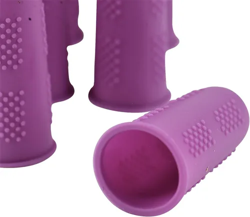 Miniatura 4 de Protectores de dedos [serie Flex – paquete de 12 unidades] Fundas de silicona antiadherentes para dedos Morado Pequeño (6) / Mediano (6)