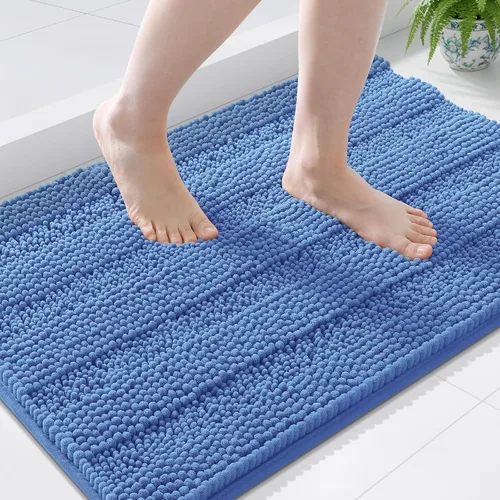 Miniatura 157 de Grandaily Alfombras de baño de felpilla a rayas de 24 x 16 pulgadas, extra gruesas y suaves, absorbentes, parte trasera de goma, alfombra de ducha