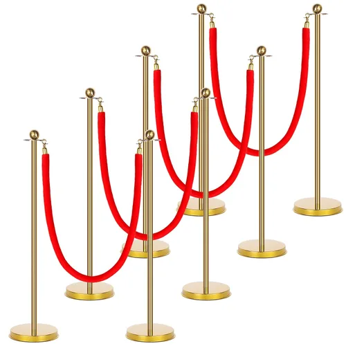 Woanger Juego de 8 decoraciones de fiesta de alfombra roja de 27.5 pulgadas, postes ligeros y cuerdas de terciopelo para alfombra roja, noche,