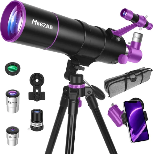 MEEZAA Telescopio, Telescopio para Adultos de Alta Potencia, Apertura de 90mm 550mm Telescopios Refractores Profesionales Portátiles para Niños y