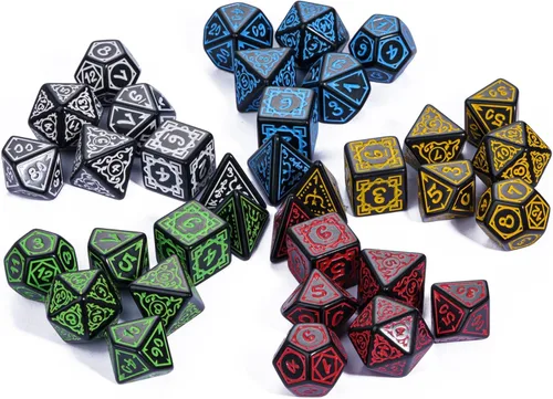 Miniatura 9 de Juego de 5 dados poliédricos para druidas DND (35 piezas) con 1 bolsa de cuero grande, juego de troqueles D&D para juegos de mesa RPG