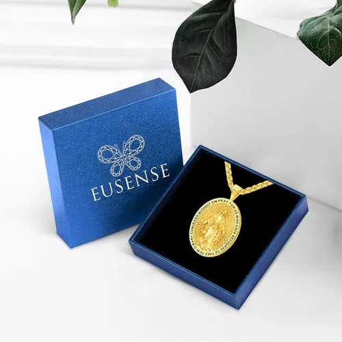 Miniatura 126 de Eusense Saint Necklace Sterling Silver 925 Protection Jewelry for Men Women Patron St Medals Amulet Pendant