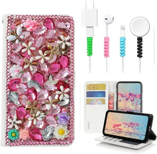 Miniatura 5 de Bling SSBLDwCPSeries-4 - Funda de piel con tapa y protector de cable, diseño 3D