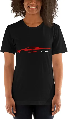 Miniatura 3 de Camiseta Vette de 8 generación con silueta de contorno C8 roja 2022 2023