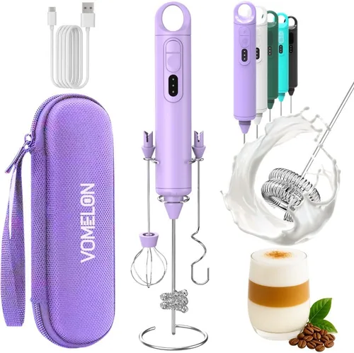 Miniatura 8 de Espumador de leche recargable de mano de 3 velocidades para café [3 batidores] Mezclador eléctrico de bebidas para latte, capuchino, café, huevos