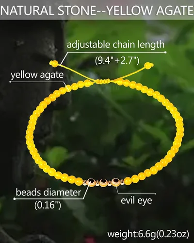 Miniatura 4 de Pulseras de tobillo de mal de ojo para mujer, tobilleras de cuentas para playa, accesorios de piedras preciosas curativas de cristal ajustable