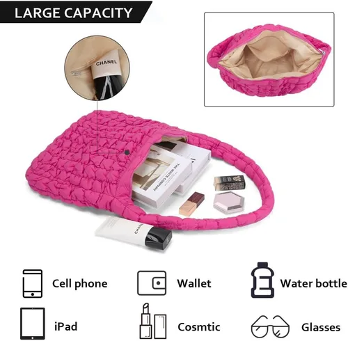 Miniatura 3 de JQWSVE Bolsa de mano acolchada grande para mujer, bolsa acolchada de algodón, bolsa de hombro acolchada