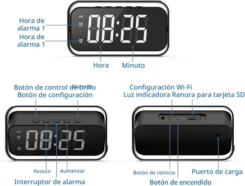 Miniatura 7 de Cámara de Seguridad Mini, 4K Real Full HD, Cámara de Niñera con Dos Conjuntos de Configuración de Reloj de Alarma para Seguridad del Hogar, Visión