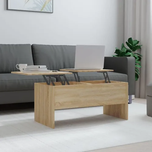 Mesa auxiliar, mesa de comedor elevable, mesa de centro abierta adecuada para sala de estar, oficina, balcón, sala de estar familiar, roble Sonoma