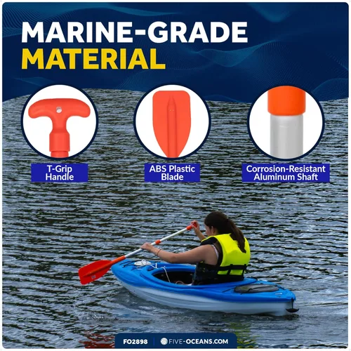 Miniatura 2 de Five Oceans Paleta telescópica de emergencia, paletas de barco, paleta naranja flotante, se extiende de 21 a 42 pulgadas, diseño compacto para un