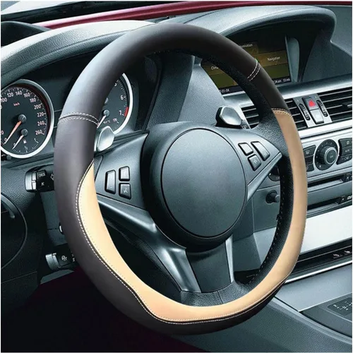 Miniatura 2 de LAINLOY Funda para volante de automóvil de 14.5"-15", funda de cuero de microfibra, decoración de volante antideslizante y transpirable, accesorios