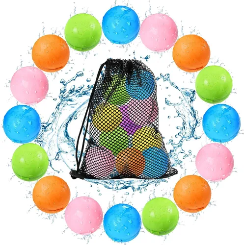 Tlitlimom 16 globos reutilizables de bomba de agua, juguetes de playa para niños de 3 a 12 años, juguete de verano para niñas y niñas, actividades