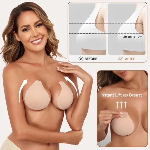 Miniatura 2 de Bontierie Cubiertas de pezón Pegajoso Push Up Bra Añadido Levantamiento sin costuras Empanadas Ultra Delgadas Adhesivo Bras Mujeres