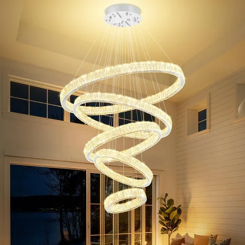 Miniatura 11 de Araña de Cristal LED Moderna Regulable de 8" Anillo Dorado Luminarias Colgantes para Isla de Cocina Comedor Sala de Estar