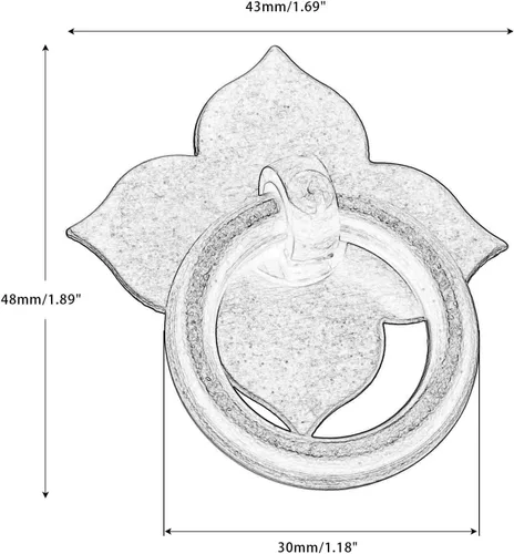 Miniatura 7 de dophee 1 anillo de puerta de latón para muebles de 1.89 x 1.69 pulgadas con tornillos, latón antiguo