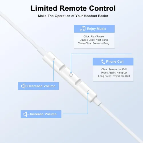 Miniatura 3 de [Certificado MFi de Apple] Auriculares con cable para iPhone con micrófono integrado y control de volumen, auriculares con reducción de ruido