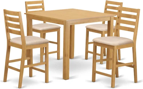 Miniatura 7 de East West Furniture CAFE3-OAK-C - Juego de comedor de 3 piezas de altura de mostrador para espacios pequeños que contiene una mesa de comedor