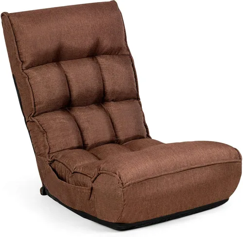 Miniatura 11 de DORTALA Silla de Piso Plegable para Adultos, Silla Gaming de Espuma con Memoria con Soporte Ajustable para Cabeza y Espalda de 5 Posiciones, Asiento