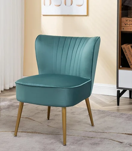 Miniatura 16 de Container Furniture Direct Silla moderna de terciopelo para sala de estar, dormitorio o entrada, diseño elegante y cómodo sin brazos con patas