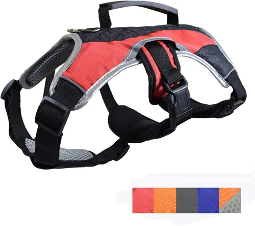 Arnés de transporte para perros y caminatas con malla acolchada, accesorio, collar, ligero, no más tirones, tensiones o ahorque, para cachorros, Rojo