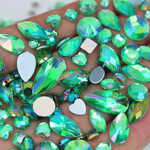 Miniatura 15 de 1000 gemas de cristal AB de diamantes de imitación coloridos, joyas de piedras preciosas acrílicas con parte trasera plana, manualidades para 00