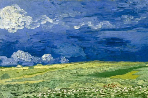 Miniatura 5 de Vincent Van Gogh Laminado Campo de trigo bajo las nubes de tormenta Van Gogh Arte de pared Impresionista Estilo de Pintura Naturaleza Primavera Flor
